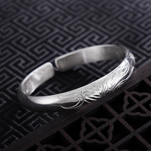 【花蝶情缘】子佩集S999银手工手镯原创设计【55071110】2407 商品图3