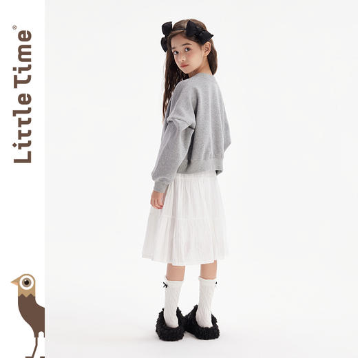 littletime女童纯棉半身裙2024春秋新款肌理感面料儿童中长款半裙 商品图4