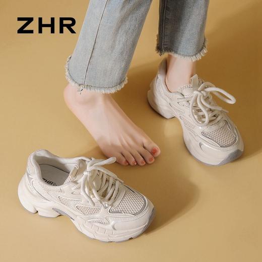 ZHR则则厚底网面透气老爹鞋女2024新款百搭运动休闲鞋增高小白鞋 商品图7