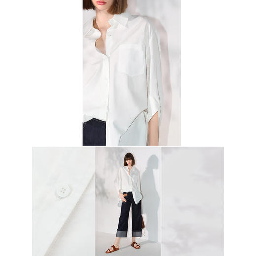 【限时秒杀】COCOBELLA设计师款解构立裁莱赛尔衬衫女通勤OL白衬衣SR3057 商品图2
