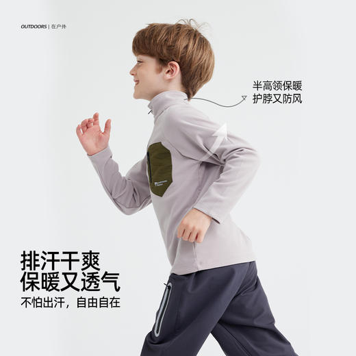  【半高领 双面暖绒灵活应对温差】儿童山系口袋撞色T恤 PQTX2410 商品图2