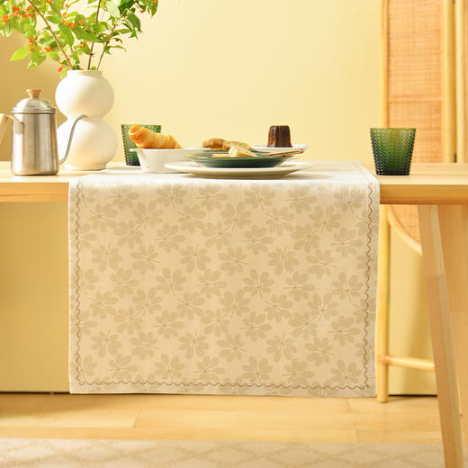 树叶印花双人餐旗桌旗轻奢田园高级感家用复古高档台布 商品图0