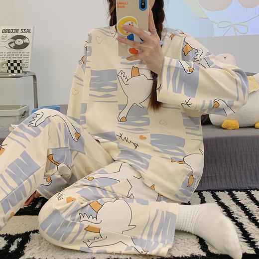 2024年秋季新款睡衣女长袖春秋天薄款两件套装女款草莓学生家居服可外穿 商品图3