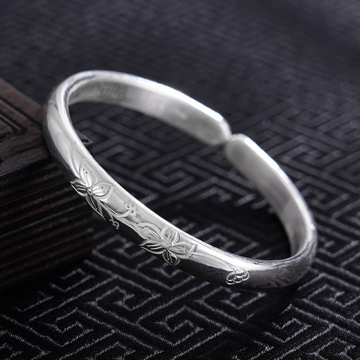 【花韵悠扬】子佩集S999银手工手镯原创设计【55071113】2407 商品图1