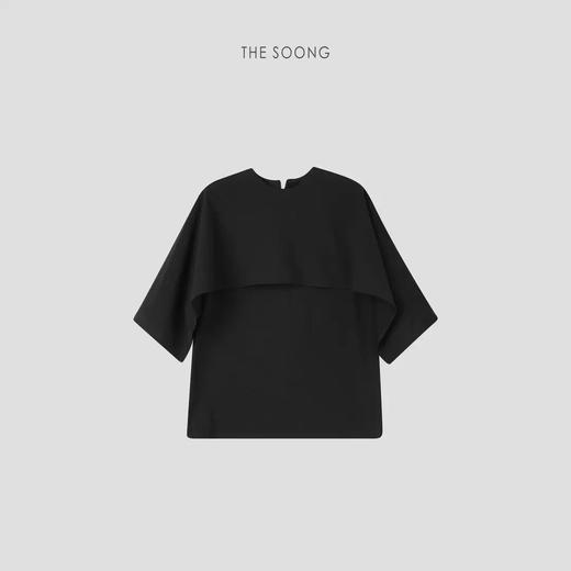 THESOONG|‘魔术师斗篷’100%高股双纱棉透气垂感圆领上衣HBWY4606 商品图0