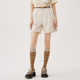 谜底A型短裤女士2024秋季新品通勤风百搭高腰挺阔直筒裤243MK1215