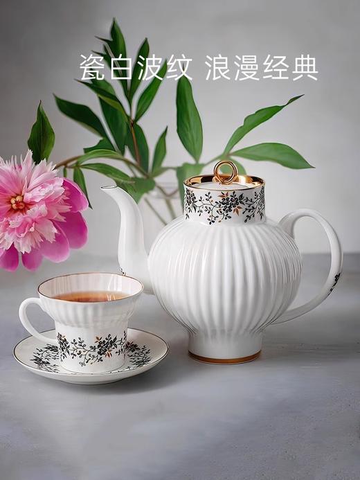 俄皇LOMONOSOV瓷白花环系列骨瓷咖啡杯碟套装高端精致下午茶茶具 商品图2