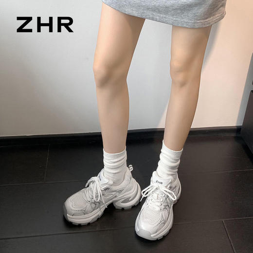 ZHR则则厚底老爹鞋女夏季薄款小个子增高显瘦网面轻便运动休闲鞋 商品图9