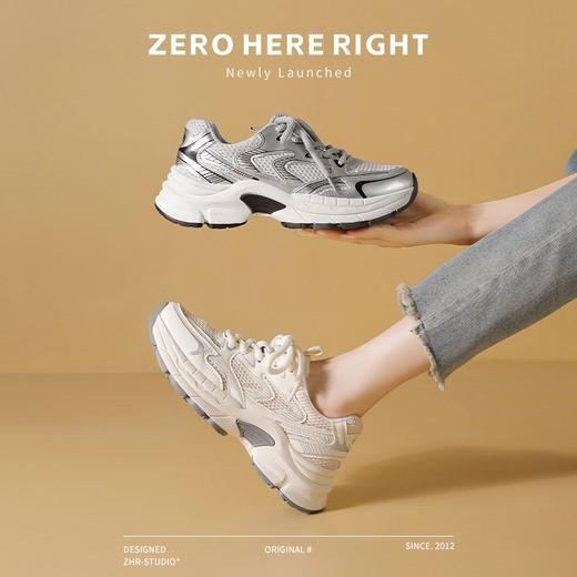ZHR则则厚底网面透气老爹鞋女2024新款百搭运动休闲鞋增高小白鞋 商品图2