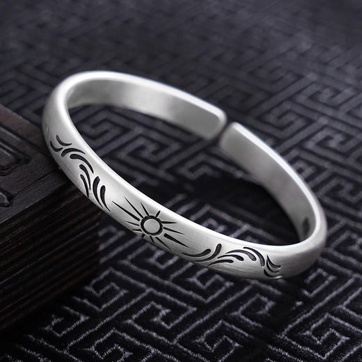 【如日方升】子佩集S999银手工手镯原创设计【55071221】2407 商品图1