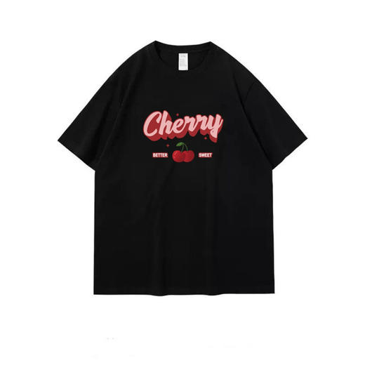 抢2件59元！短袖T恤女新疆棉黑色印花纯棉短袖女国潮女装短袖t恤休闲上衣 商品图3