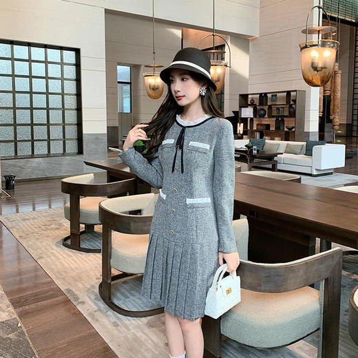 奢姿2024年秋季新款大码女装花边拼接裙子胖妹妹韩系百褶连衣裙9943890201 商品图4