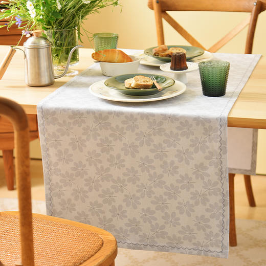 树叶印花双人餐旗桌旗轻奢田园高级感家用复古高档台布 商品图2