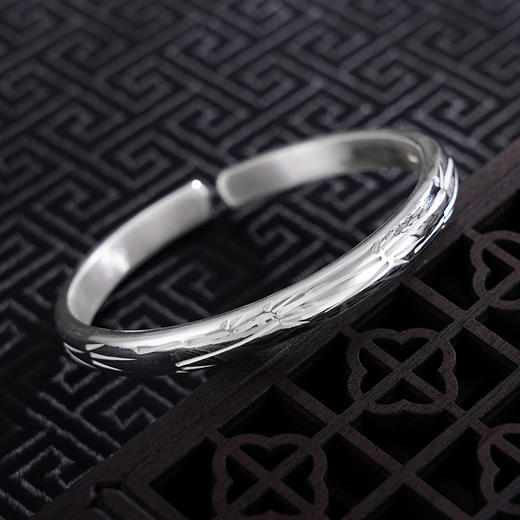 【虚怀若谷】子佩集S999银手工手镯原创设计【55071119】2407 商品图3