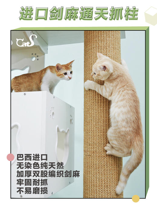 CatS猫爬架超大积木猫爬架剑麻通天柱猫架猫树猫窝储物柜送垫包邮 商品图2
