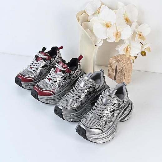 经典鲨2024年秋新款韩版时尚安可拉红网面跑步休闲老爹鞋女KW13-D37061 商品图4