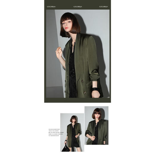 OCOBELLA重工贡针青果领丝光缎面西装老钱风精致OL西服SI7019 商品图2