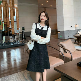 奢姿大码女装2024秋季减龄小香风裙子胖妹妹假两件拼接时尚连衣裙9943826622