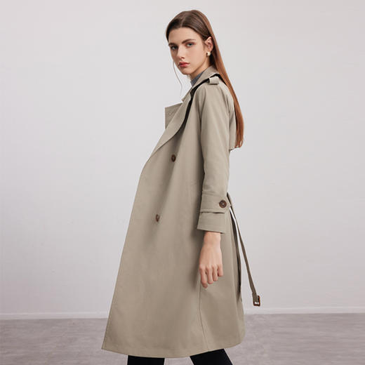 【中长款双排扣风衣】24年秋季新品女士收腰系带经典百搭时尚外套 商品图4