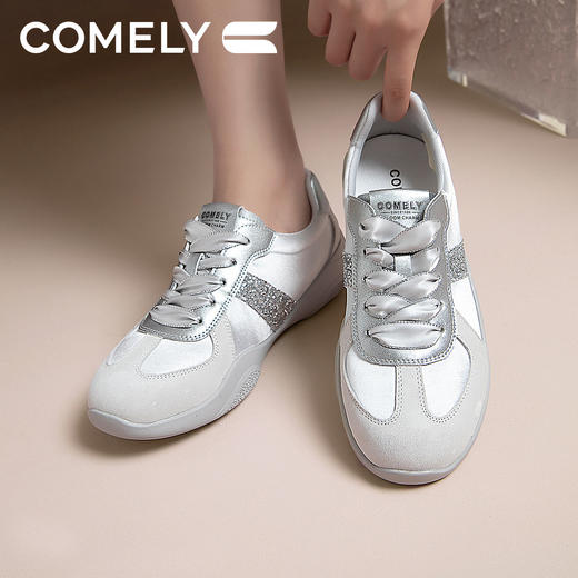 康莉KLY2K650休闲阿甘鞋女2024年秋季新品复古厚底亮皮系带透气运动德训鞋 商品图2