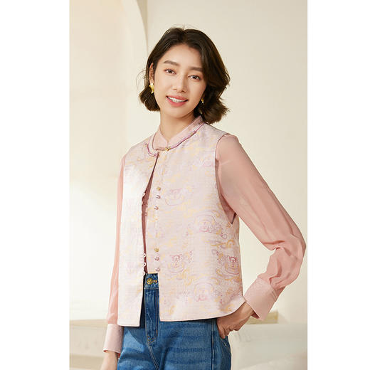 乔万尼新款秋季新品真丝衬衫新中式立领EM3C368 商品图2