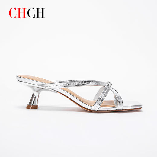 CHCH小香风牛皮凉拖鞋女外穿夏日通勤简约优雅女凉鞋 商品图2