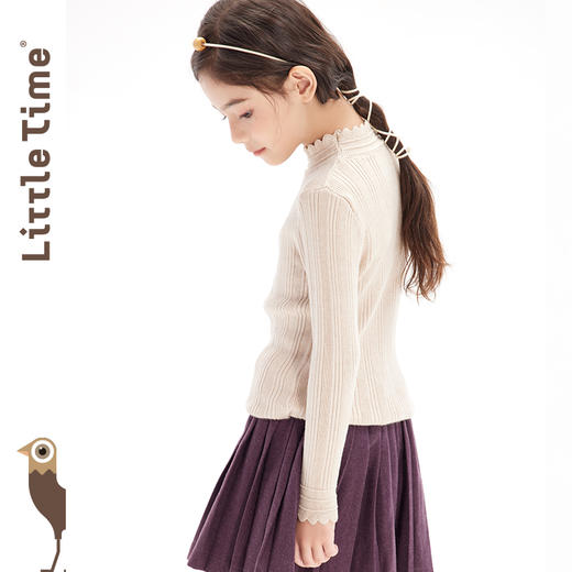 littletime女童打底衫毛衣花边领2024秋新款儿童套头长袖针织衫 商品图1
