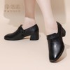 信诺真皮粗跟单鞋2024新款秋季深口英伦风皮鞋中跟女鞋中年妈妈鞋Q2610-23 商品缩略图3