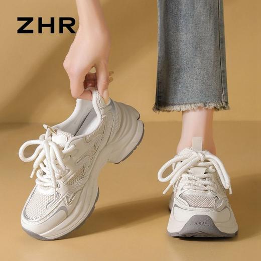 ZHR则则厚底网面透气老爹鞋女2024新款百搭运动休闲鞋增高小白鞋 商品图5