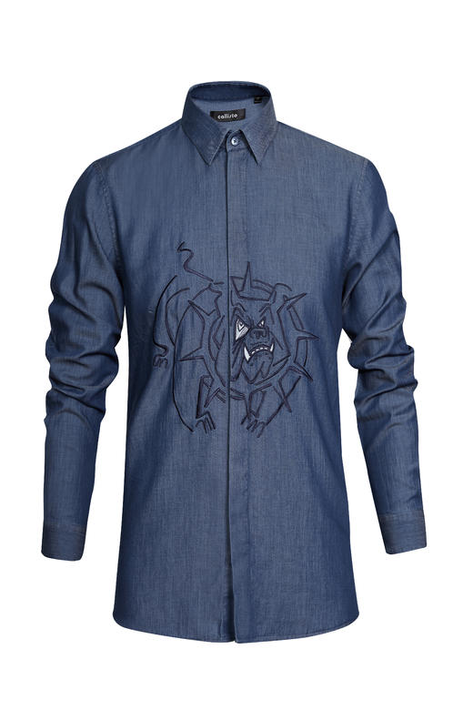 callisto蓝色莱赛尔混纺休闲衬衫 商品图3