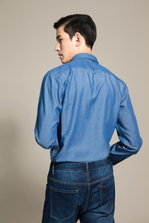 callisto蓝色莱赛尔混纺休闲衬衫 商品图2