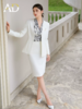 AD白色职业西装套装裙女无领西服外套通勤职业侓师公务员面试正装 商品缩略图1