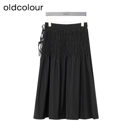 oldcolour秋季新款高腰绑带褶皱抽绳设计感半身裙女GP31063008 商品图0