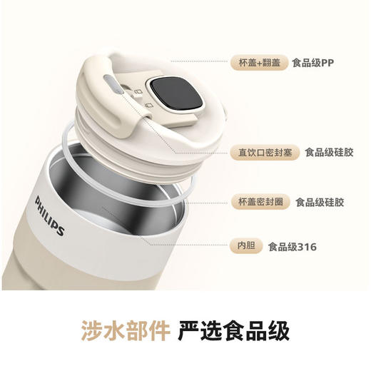 飞利浦PHILIPS咖啡杯保温杯智能温显不锈钢陶瓷内胆直饮保冷保热便携高颜值学生AWP2560 商品图4