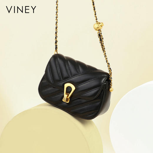 菱格小方包 | VINEY含牛皮时尚百搭高级感单肩斜挎包精致优雅小金球女包4426 商品图3