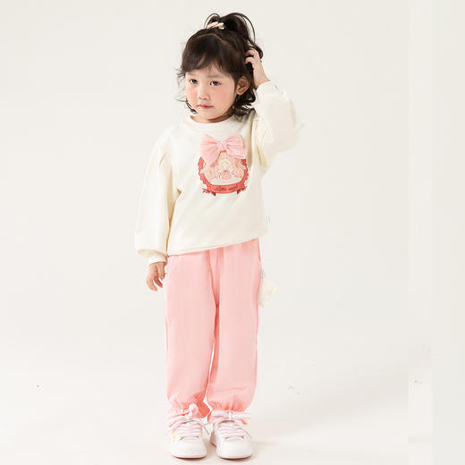 贝贝怡女童套装纯棉2024新款洋气卫衣春秋中大儿童长裤休闲两件套ZB1DT029 商品图1