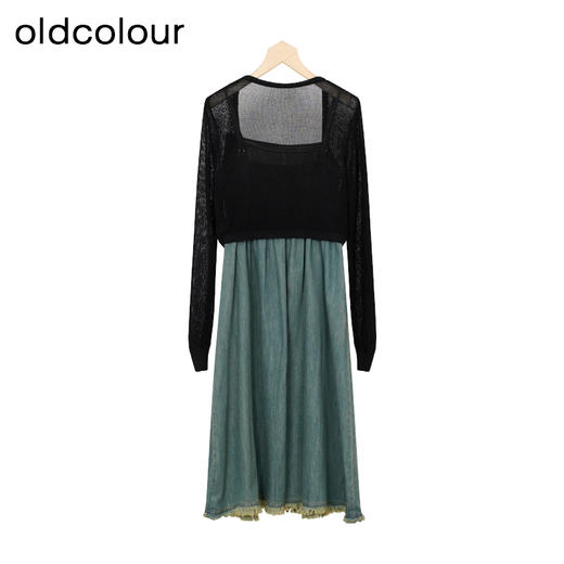 oldcolour秋季新款法式复古牛仔吊带连衣裙两件套女P381001A1 商品图1