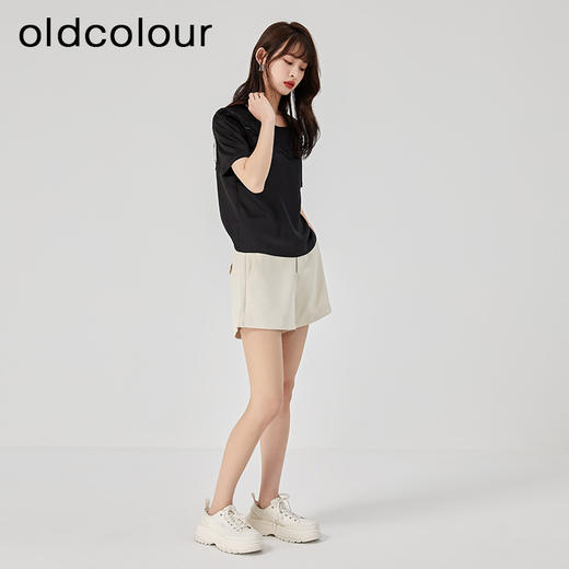 oldcolour2023夏季新款黑色气质宽松时尚百搭短袖T恤女GO21011765 商品图2