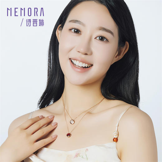 【热卖臻品】时光印记-时光绚彩钻石项链 双面佩戴珐琅彩玫瑰色18k金套链宝石项链女士礼物MEMORA诗普琳DN0597 商品图1