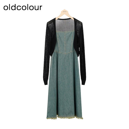 oldcolour秋季新款法式复古牛仔吊带连衣裙两件套女P381001A1 商品图0