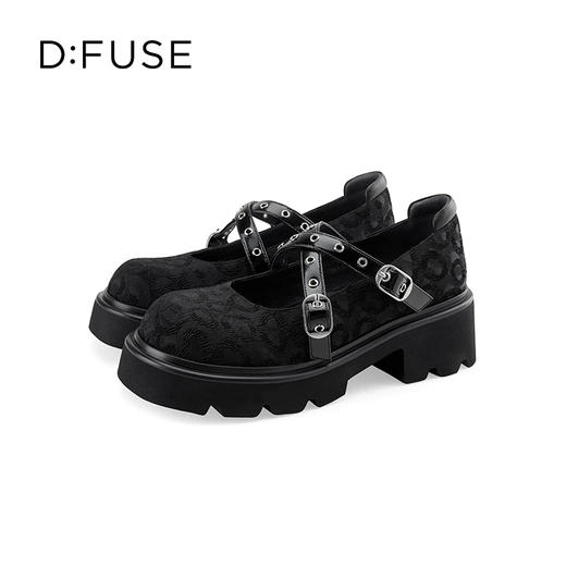 D:FUSE迪芙斯2024年秋季新款时尚圆头鞋甜酷交叉带玛丽珍单鞋增高厚底鞋DF43111368 商品图0