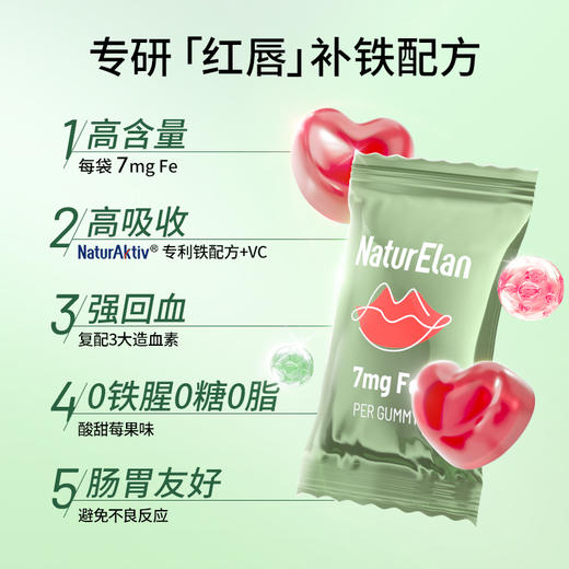 【团购】NaturElan呐兔自然红唇补铁软糖30粒 商品图1