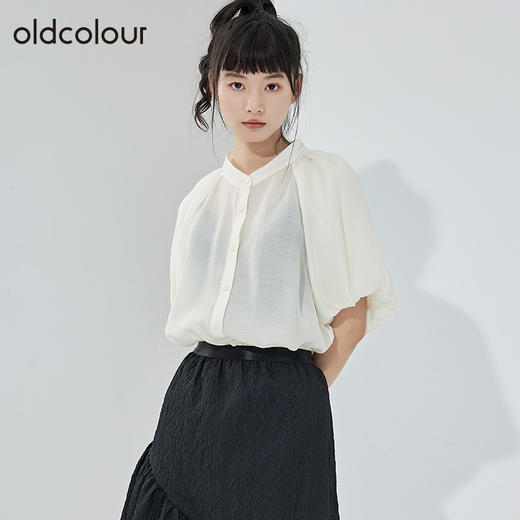 oldcolour2022夏季新品白色百搭设计感宽松通勤气质短袖衬衫女 商品图3
