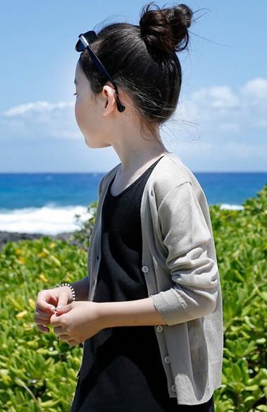 儿童开衫防晒服空调衫纯色冰爽棉海边沙滩薄款_ym 商品图8