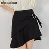 oldcolour2023夏季新款黑色高腰显瘦设计感不规则短裙女O24061446 商品缩略图2