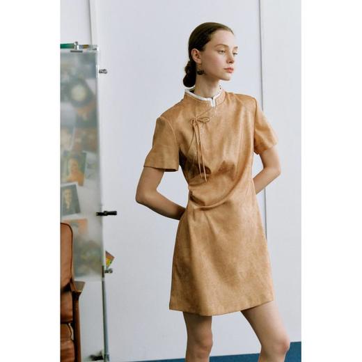 【包邮发顺丰】61950 洛诗琳高品质天丝提花新中式收褶连衣裙TKK0061 商品图1