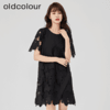 oldcolour2023夏新款黑色设计感小众蕾丝薄款短款连衣裙O22101260 商品缩略图0
