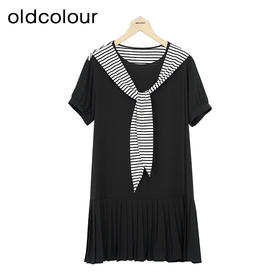 oldcolour夏季新款时尚休闲风海军领宽松显瘦连衣裙女GP21101784
