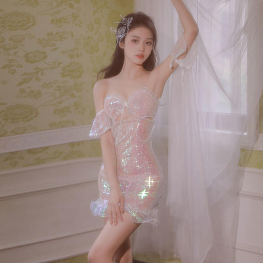 霏慕 人鱼仙子珠链性感套装3836情趣内衣梦幻成人情趣用 人鱼仙子炫彩粉白 均码 商品图3