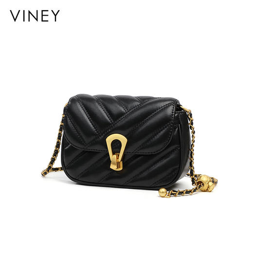 菱格小方包 | VINEY含牛皮时尚百搭高级感单肩斜挎包精致优雅小金球女包4426 商品图10